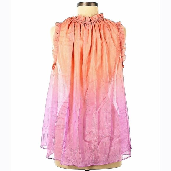 Maison d'Amelie Womens XS Sleeveless Top Metallic Pink Purple Ruffle Girly - Picture 2 of 6